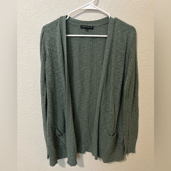 Love Ellie Open Front Ribbed Cardigan Olive Size Small Lightweight - Picture 3 of 6